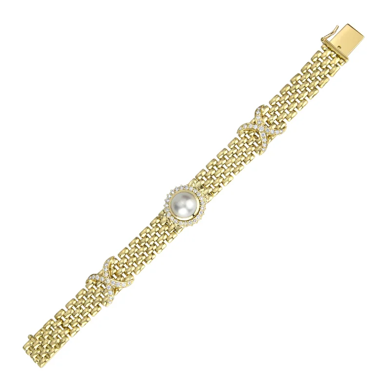 Ladies delicate floral bracelets -Bracelet - South Sea Pearl And Diamond