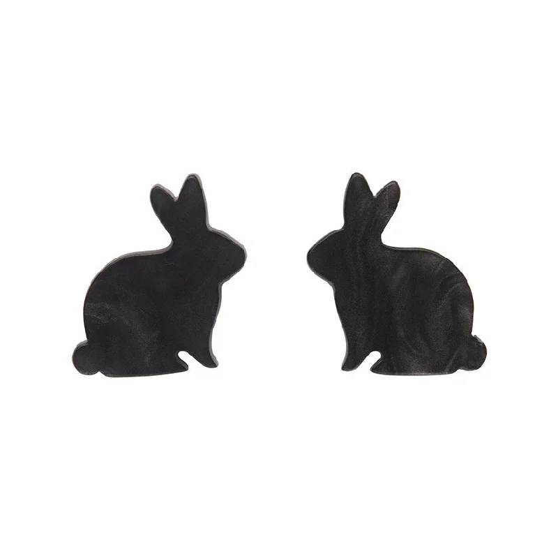 Ladies Earrings for Travel Shine-Erstwilder - Bunny Textured Resin Stud Earrings - Black