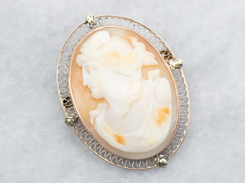 Ladies playful shine brooches -Vintage Gold Cameo Brooch