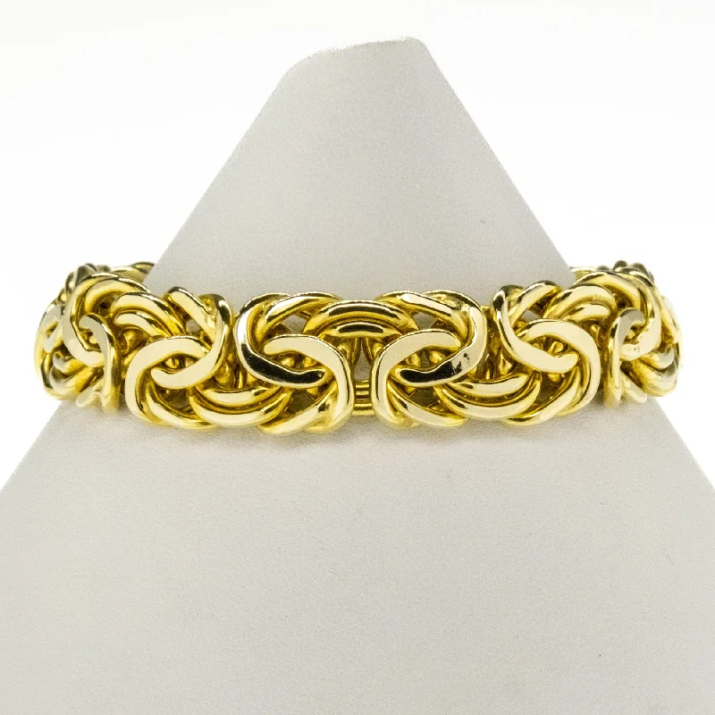 Ladies smooth glide bracelets -Byzantine Link Bracelet 8" in 14K Yellow Gold