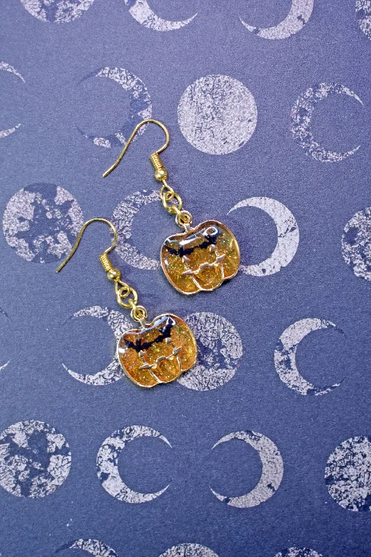 Ladies Earrings with Lock Shine-Glittery Vampire Pumpkin Earrings