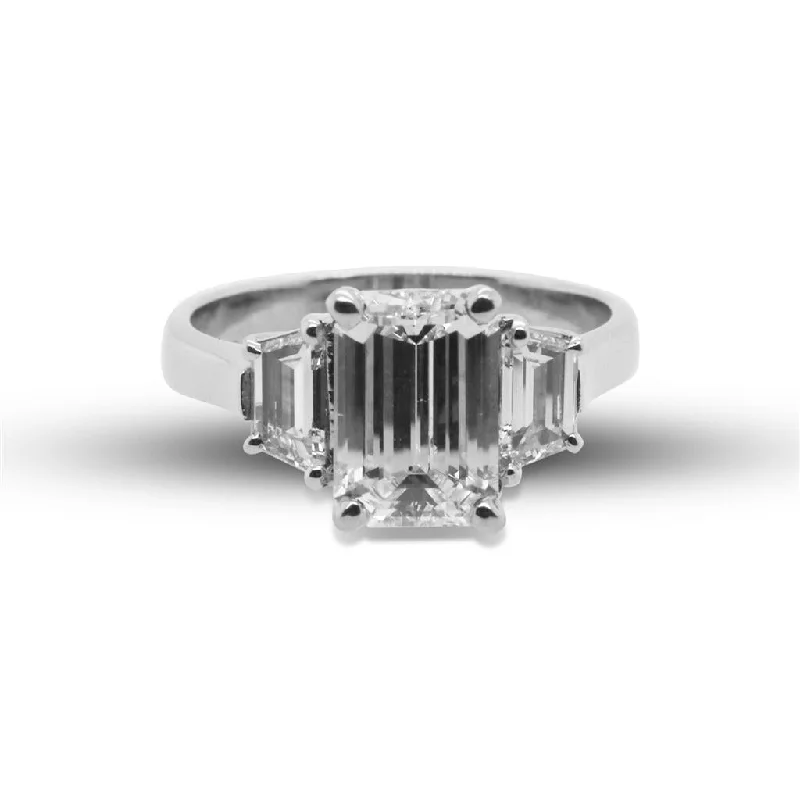 Ladies Rings with Oval Spark-Jewelers Trade Shop Platinum Three Stone Diamond Ring