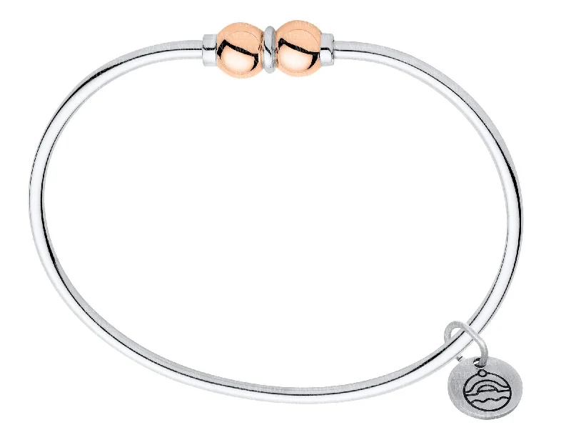 Ladies anchor gleam bracelets -Authentic Cape Cod Bracelet made by Lestage - Sterling Silver w/ 14k Rose Gold Beads