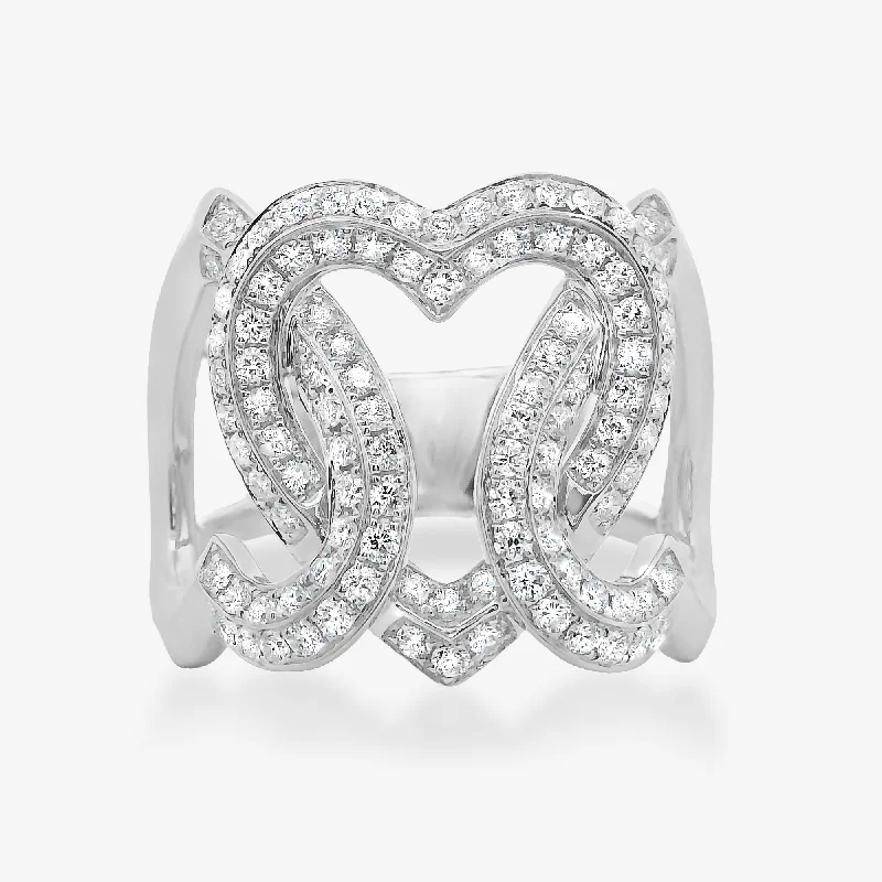 Ladies Rings for Student Spark-Pave' Triple Open Heart Wide Band Ring