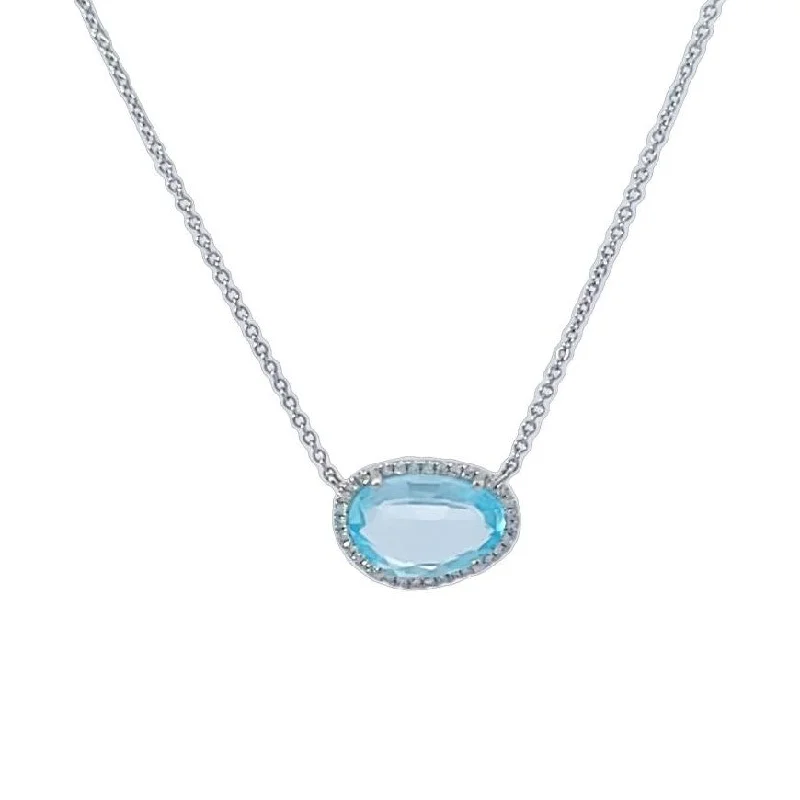 Ladies airy titanium necklaces -Sky Blue Topaz Necklace in White Gold