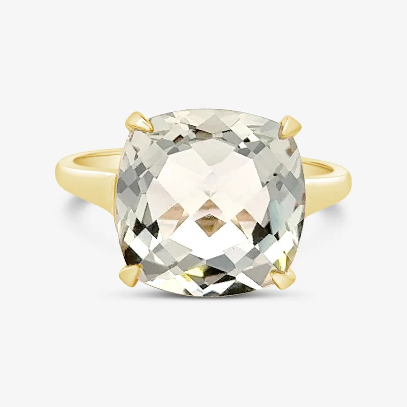 Ladies Rings Classic Spark-5.65ct Green Amethyst Statement Ring