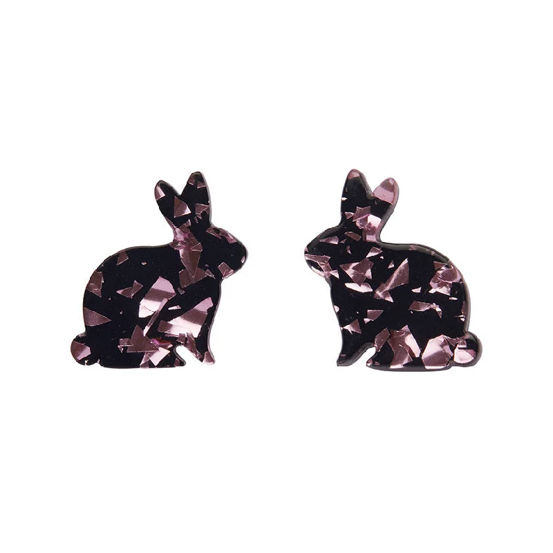 Ladies Earrings with Silver Cassiterite-Erstwilder - Bunny Chunky Glitter Resin Stud Earrings - Pink