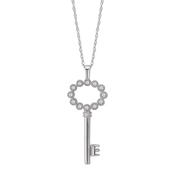 Ladies holy cross necklaces -Diamond Key Necklace