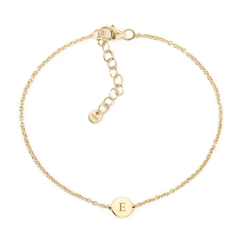 Ladies lavish gold bracelets -Engraved Tiny Disc Bracelet