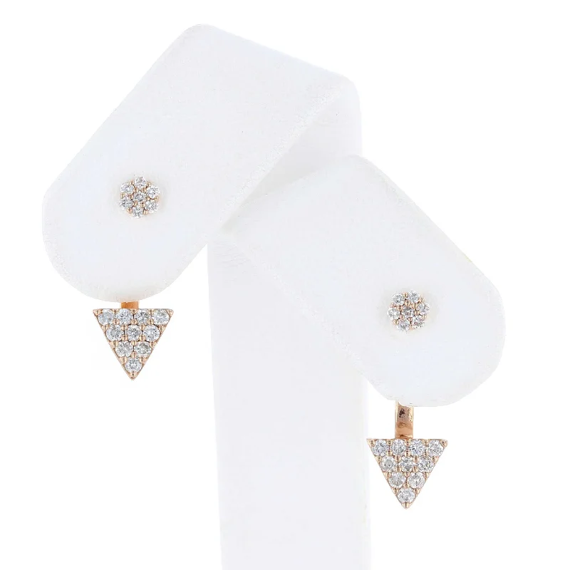 Ladies Earrings with Red Spinel-Rose Gold Triangle Drop Earrings