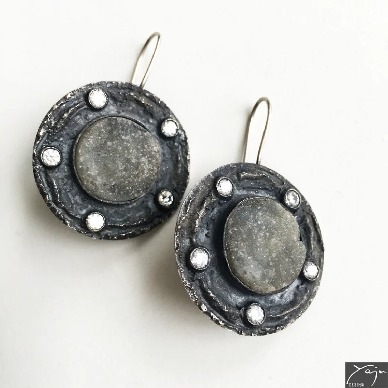 Ladies Earrings for Daily Shine-Silver & Chalcedony Earrings No.7