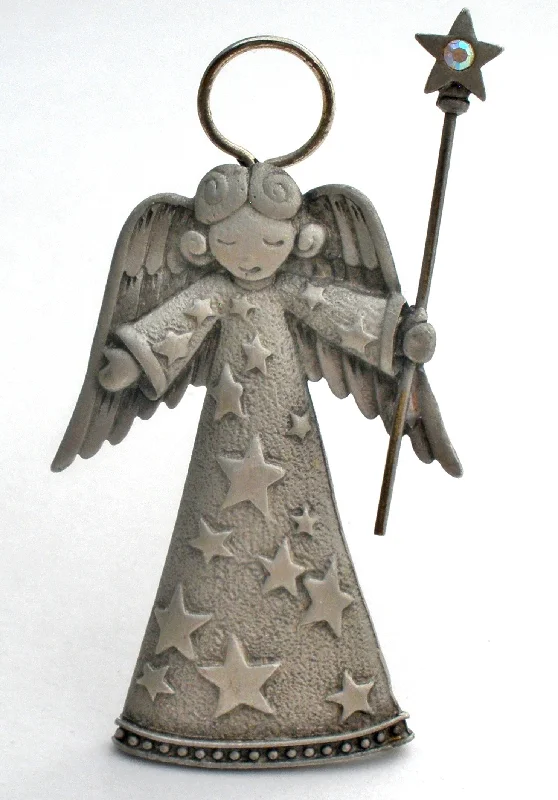 Ladies fairy glow brooches -JJ Pewter Angel Brooch Pin Vintage