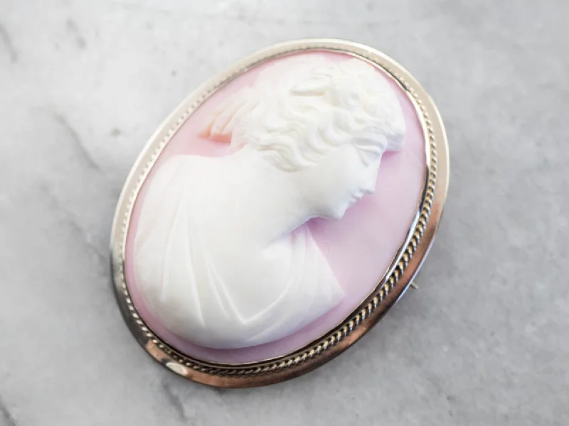 Ladies perfect balance brooches -Pink Shell Cameo Brooch or Pendant