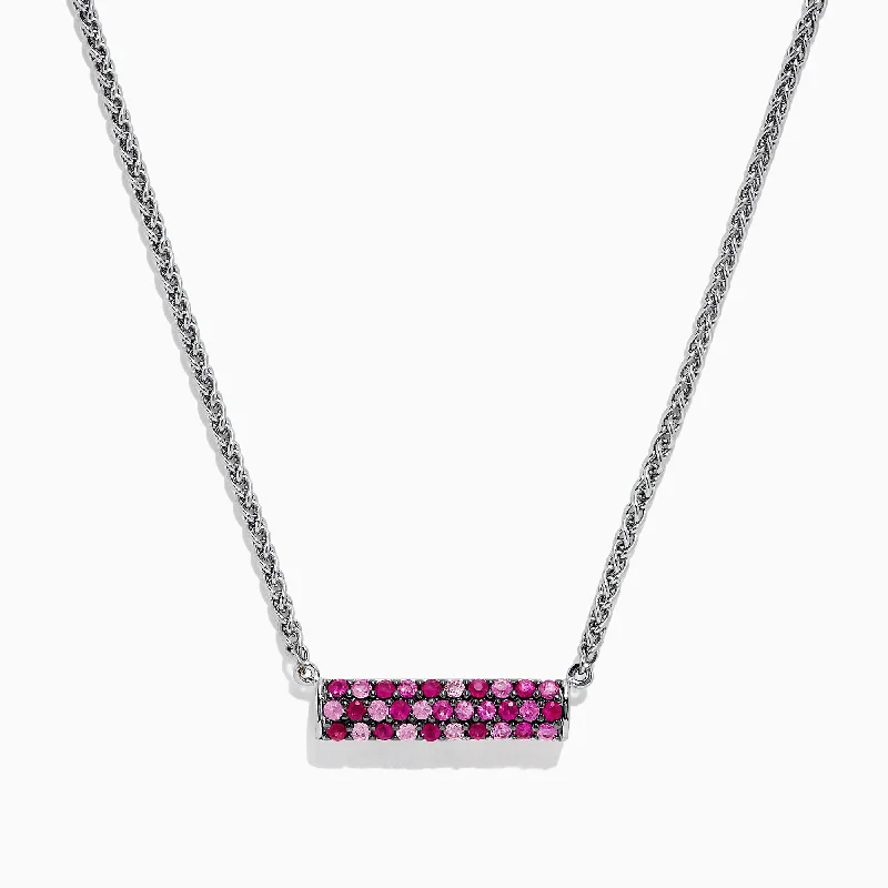 Ladies cat whisker necklaces -Splash Sterling Silver Pink Sapphire and Ruby Necklace, 1.00 TCW