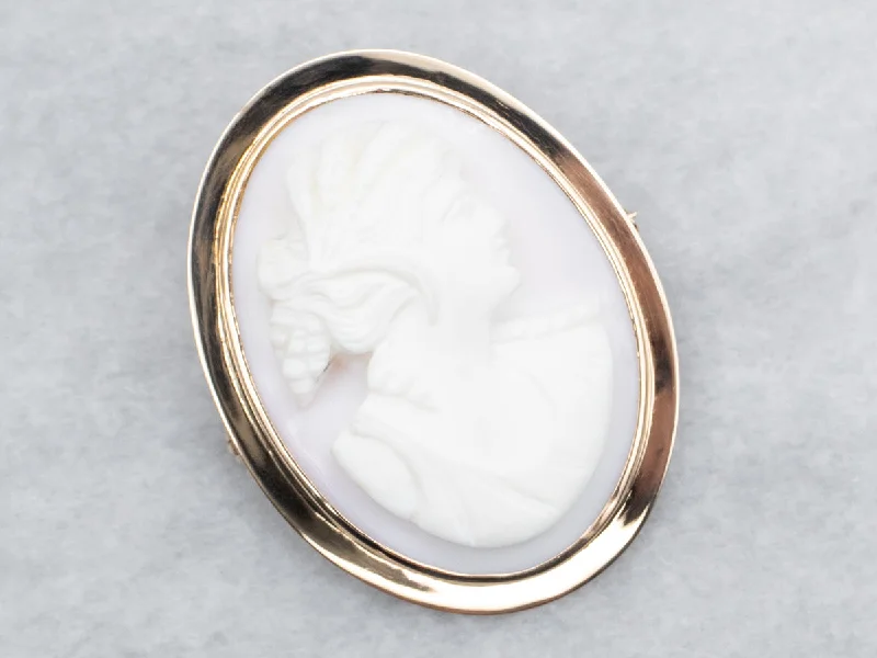 Ladies warm gleam brooches -Vintage Cameo Brooch with Simple Frame