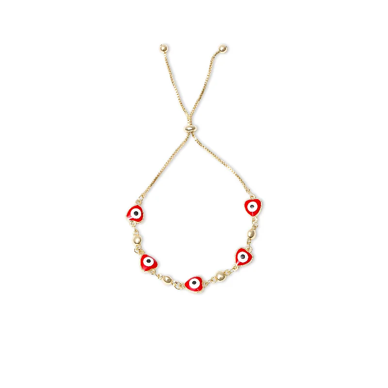 Ladies angular geometric bracelets -THE RED EVIL EYE ADJUSTABLE BRACELET