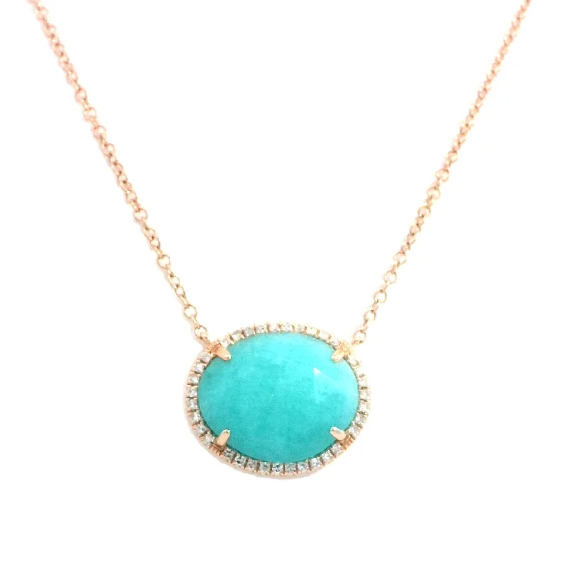 Ladies anniversary sparkle necklaces -Amazonite Necklace in Rose Gold