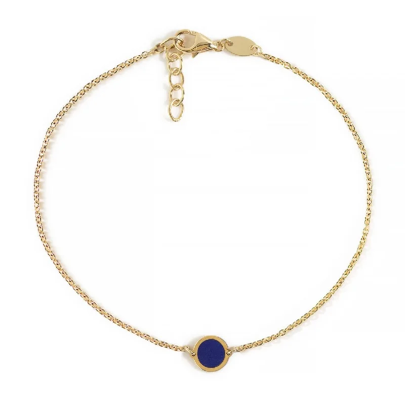 Ladies astrology charm bracelets -Single Gemstone Circle Bracelet Lapis Lazuli