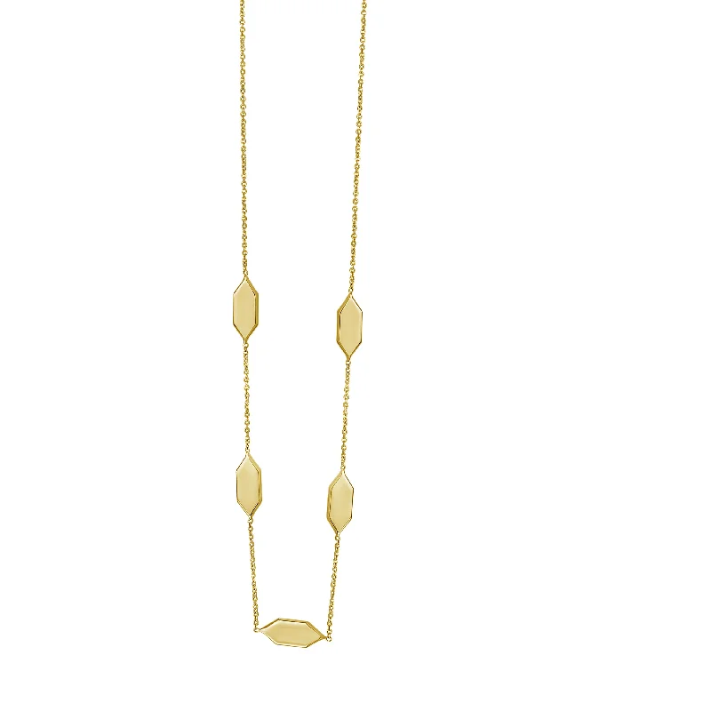 Ladies lasting wear necklaces -14K Elongated Hexagon Link Necklace