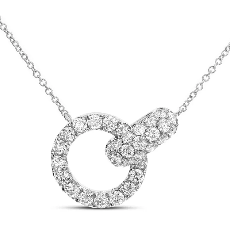 Ladies starry charm necklaces -18KT GOLD 1 CTW INTERLOCKING CIRCLE & OVAL DIAMOND NECKLACE