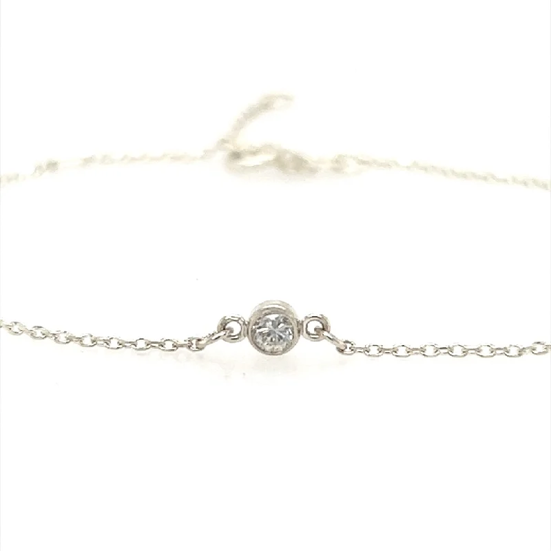 Ladies solid form bracelets -Diamond Station Bracelet in Silver by B&C