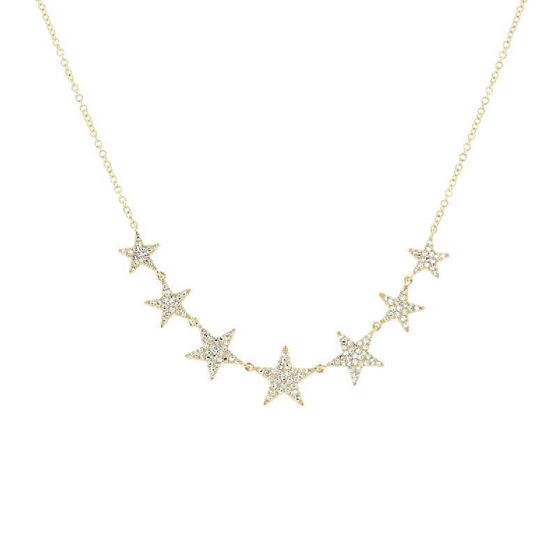 Ladies companion bond necklaces -14KT Yellow Gold .35 CTW Diamond Pave Multi Star Necklace