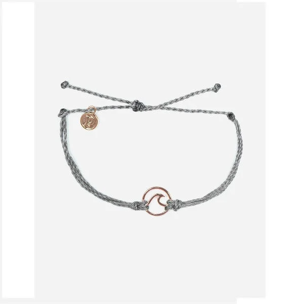 Ladies phoenix soar bracelets -Pura Vida Wave Gray & Rose Gold Bracelet