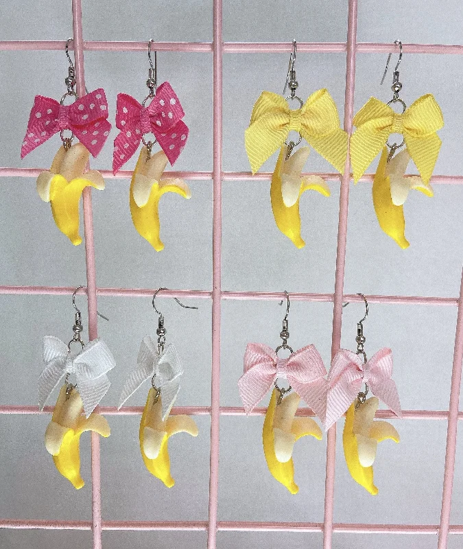 Ladies Earrings with Etched Spark-Banana Earrings (4 Colors)