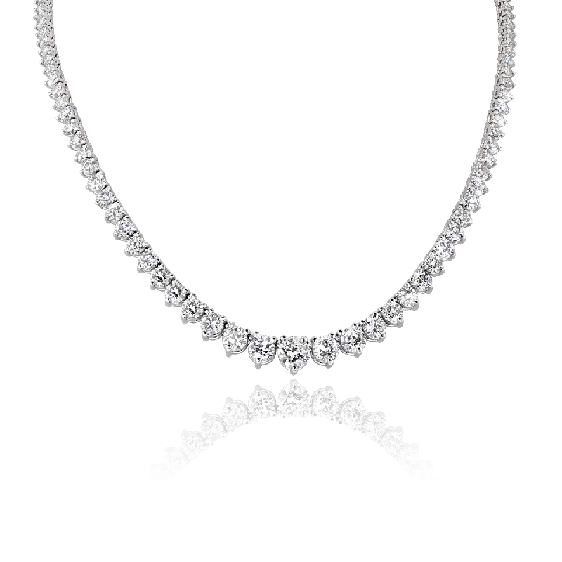 Ladies fine thread necklaces -18KT White Gold 15.15 CTW Round Diamond 18" Riviera Necklace