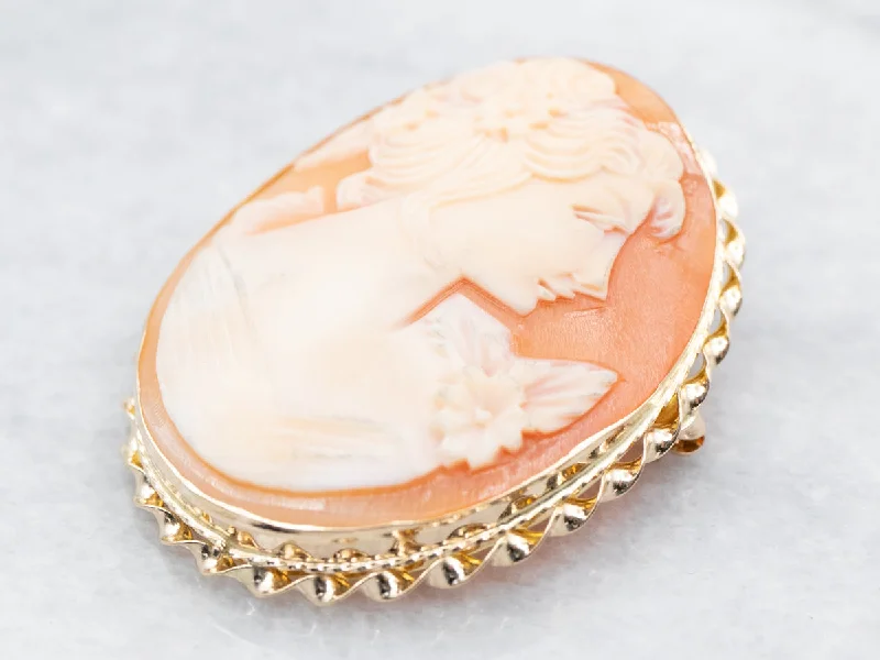 Ladies 22K gold shine brooches -Vintage Cameo Brooch and Pendant