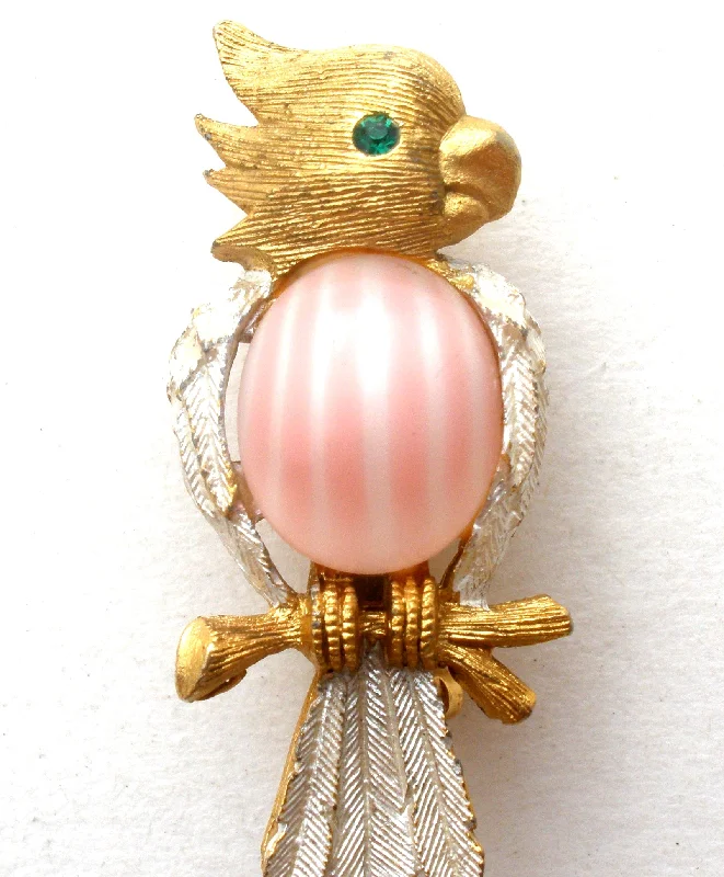 Ladies country grace brooches -JJ Pink Jelly Belly Parrot Bird Pin Brooch Vintage