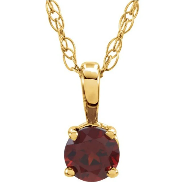 Ladies antique treasure necklaces -14K Yellow 3 mm Imitation Mozambique Garnet Youth Solitaire 14" Necklace