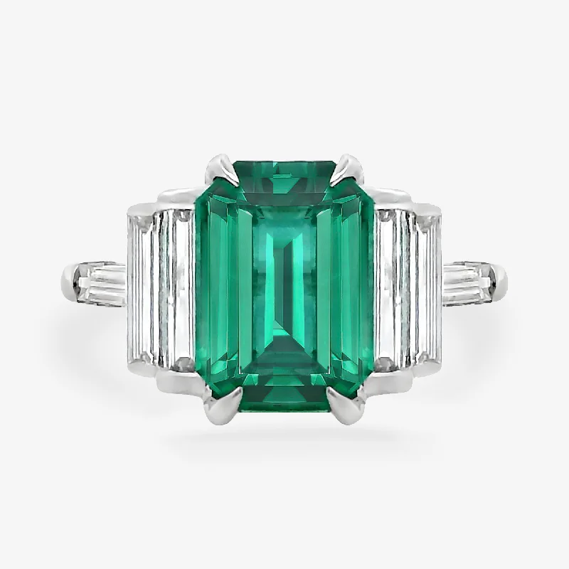 Ladies Rings with Radiant Gems-4.22CT Emerald & Diamond Ring