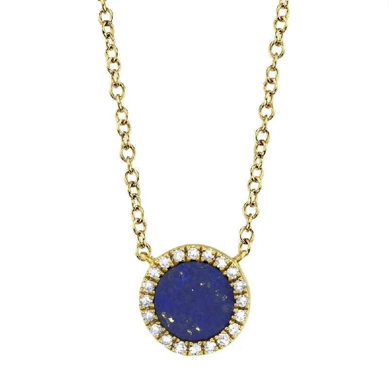 Ladies astral gleam necklaces -14KT GOLD .33 CT LAPIS AND 0.04 CTW DIAMOND NECKLACE