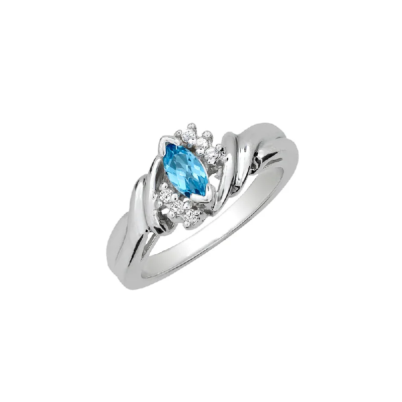 Ladies Rings with Olive Idocrase-Sterling Silver Blue Topaz and Diamond Ring HB03124BTSS