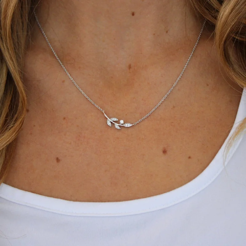 Ladies horse gallop necklaces -Diamond Tree Branch Necklace