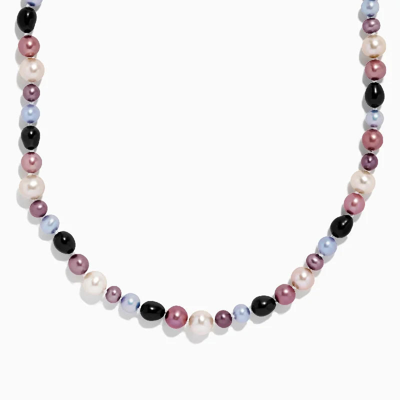 Ladies quirky spark necklaces -Multi Color Cultured Pearl 48" Necklace