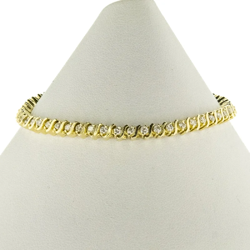 Ladies rugged charm bracelets -2.00ctw Diamond Accented S Link 7.25" Tennis Bracelet in 14K Yellow Gold