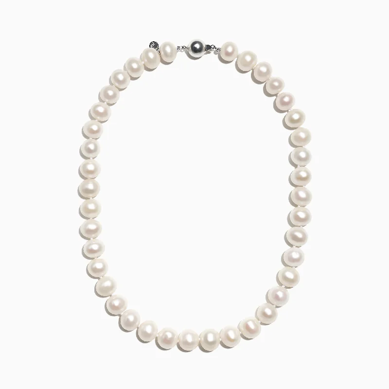 Ladies companion bond necklaces -Cultured Fresh Water Pearl Necklace with Sterling Silver Clasp