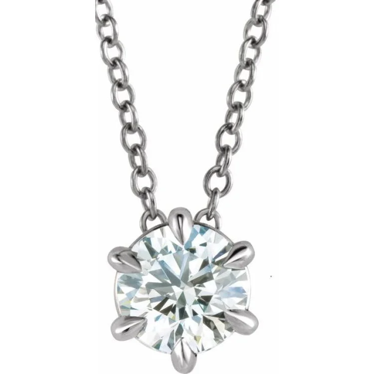 Ladies astral gleam necklaces -14K White 5/8 CT Lab-Grown Diamond Solitaire 16-18" Necklace