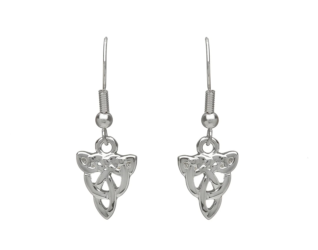 Ladies Earrings Light Spark-Celtic Knot Silver Plate Drop Earrings by Woods Celtic Jewellery