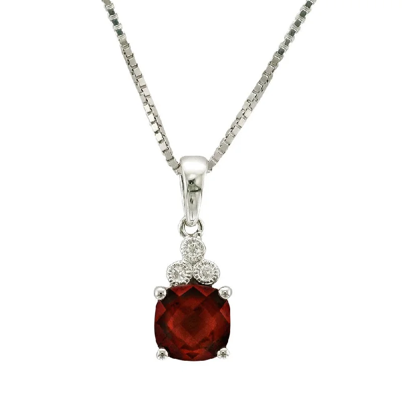 Ladies radiant Swarovski necklaces -14KT WHITE GOLD GARNET & DIAMOND NECKLACE