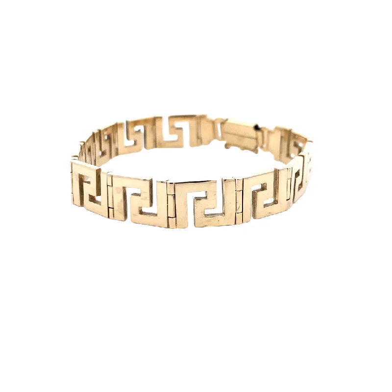 Ladies radiant shine bracelets -Estate Greek Key Bracelet in Yellow Gold