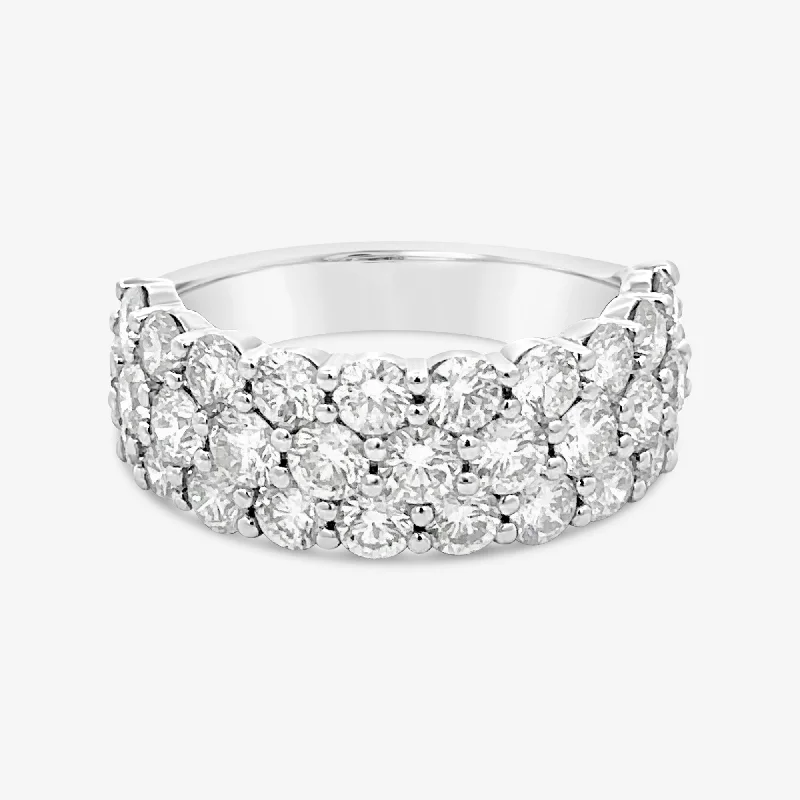 Ladies Rings Matte Spark-3 Row Pave Diamond Ring