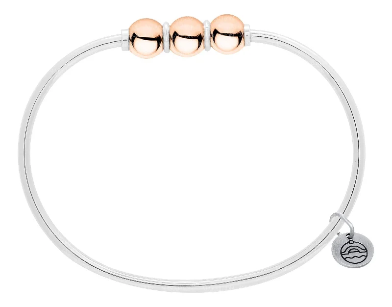 Ladies tiny sparkle bracelets -Authentic Cape Cod Triple Ball Bracelet made by Lestage - Sterling Silver w/ 14k Rose Gold