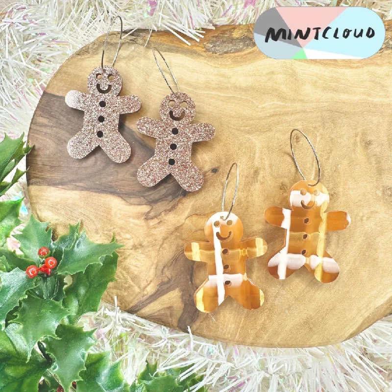 Ladies Earrings with Blue Shattuckite-Mintcloud Christmas Earrings - Gingerbread Person