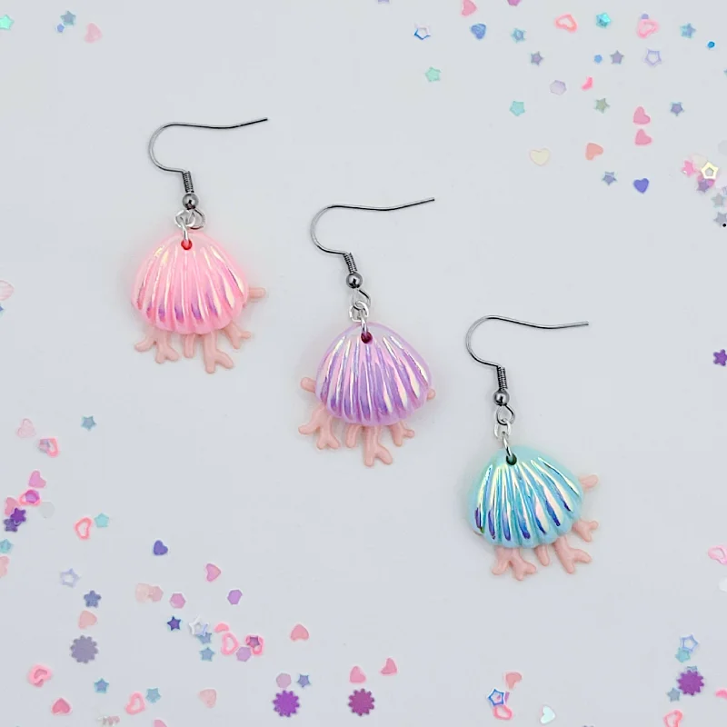 Ladies Earrings with Key Spark-Pastel Seashell Earrings