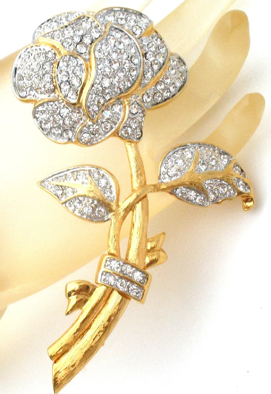 Ladies zirconia spark brooches -Nolan Miller Clear Crystal Flower Brooch Pin