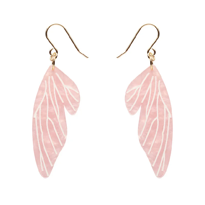 Ladies Earrings Ethnic Spark-Erstwilder - Fairy Wing Drop Essential Earrings - Pink