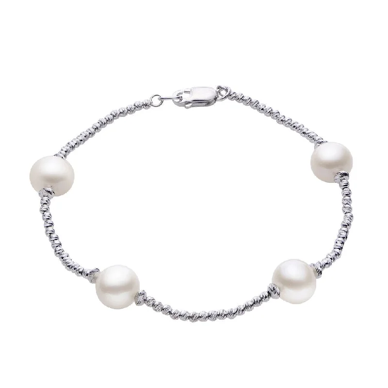 Ladies faithful shine bracelets -7.5" FW Pearl & Brilliance Bead Bracelet in Silver by Imperial Pearl